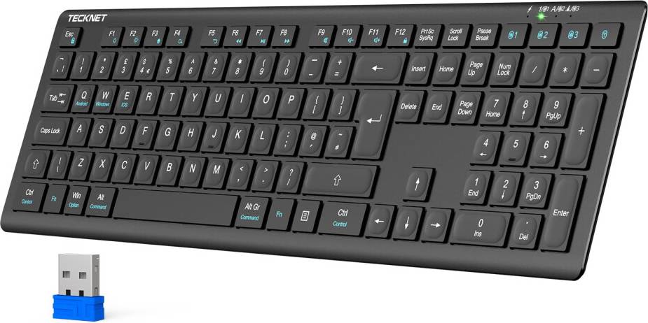 Tecknet Wireless Rechargeable 2.4GHz USB Bluetooth Keyboard