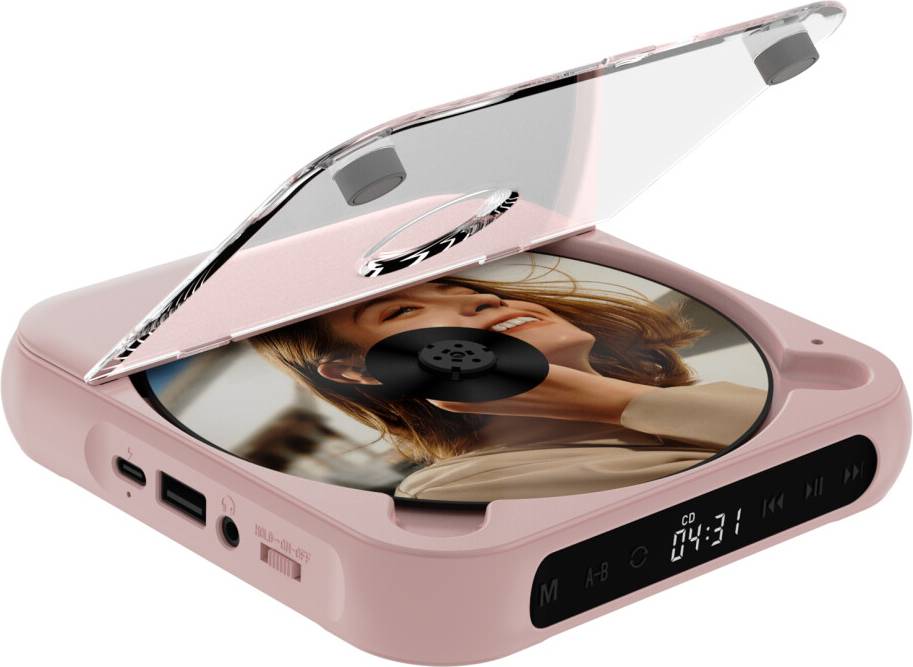Retro Portable CD Player RNCYN Pink BT 5.3
