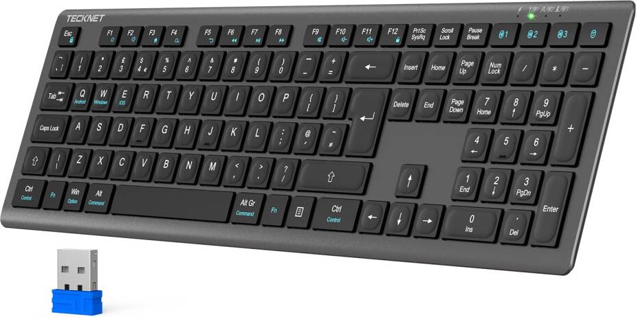 Tecknet Wireless Rechargeable 2.4GHz USB Bluetooth Keyboard