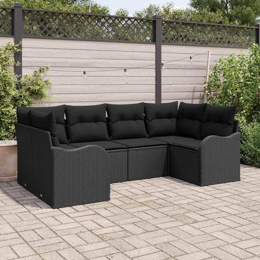 Rattan lounge set Gartensofa Set Schwarz Poly-Rattan Lounge-Set