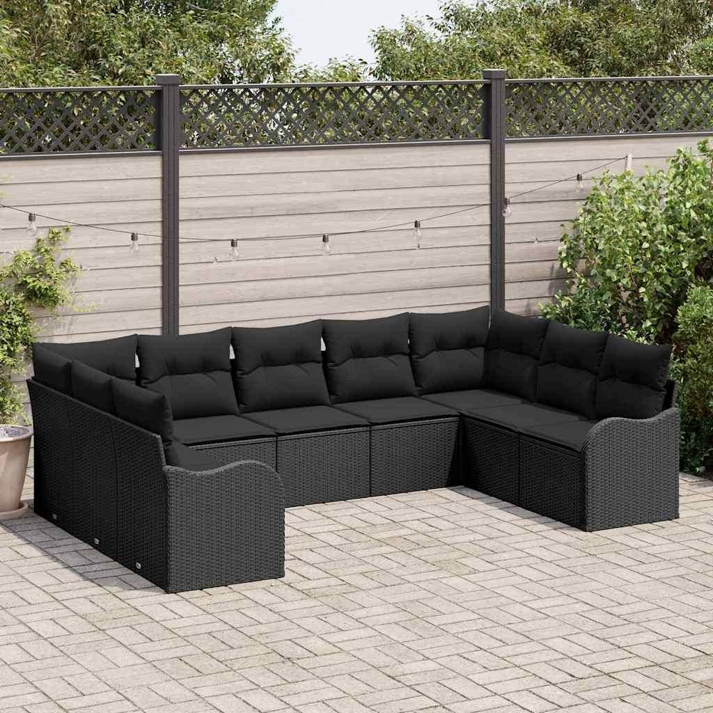 Rattan lounge set Gartensofa Set Schwarz Poly-Rattan Lounge-Set