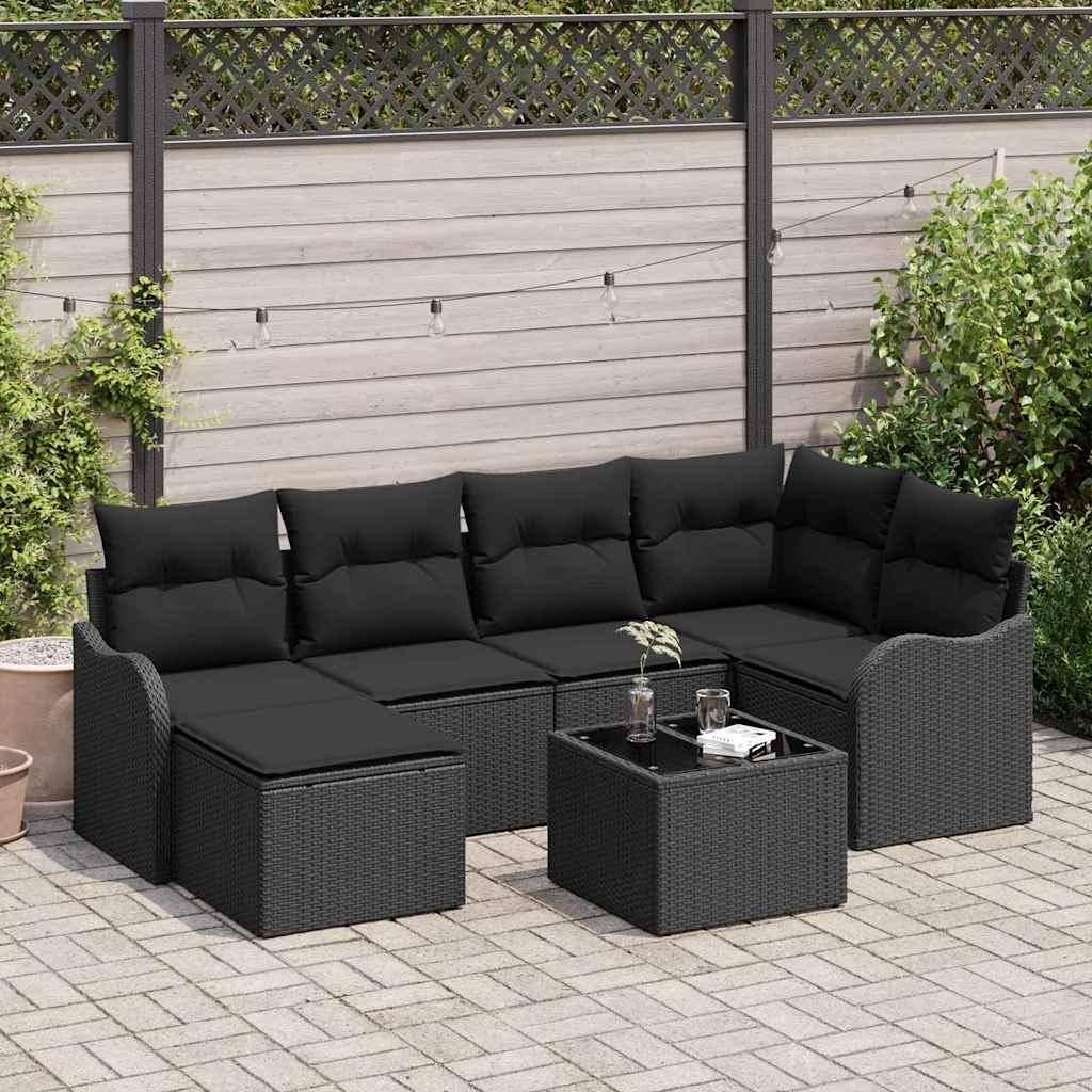 Rattan lounge set Gartensofa Set Schwarz Poly-Rattan Lounge-Set