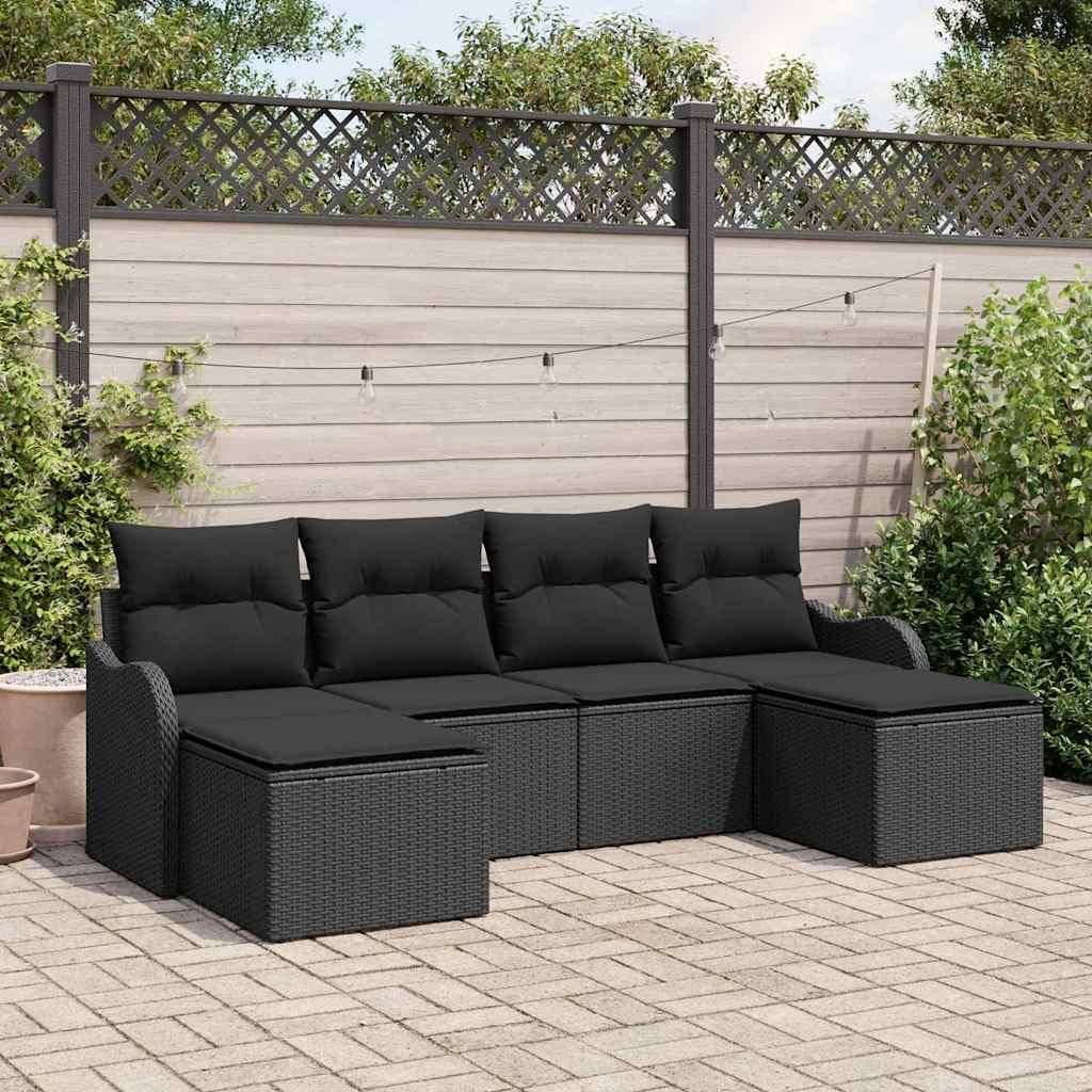 Rattan lounge set Gartensofa Set Schwarz Poly-Rattan Lounge-Set