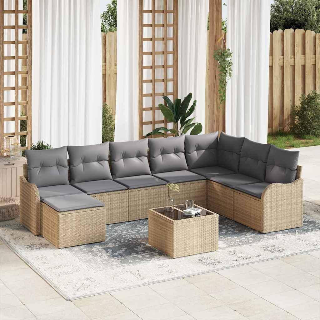 Rattan lounge set Gartensofa Set Beige Poly-Rattan Lounge-Set