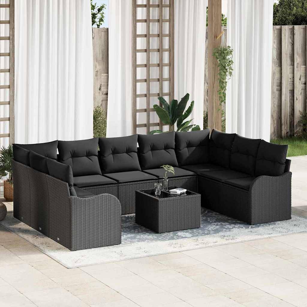 Rattan lounge set Gartensofa Set Schwarz Poly-Rattan Lounge-Set