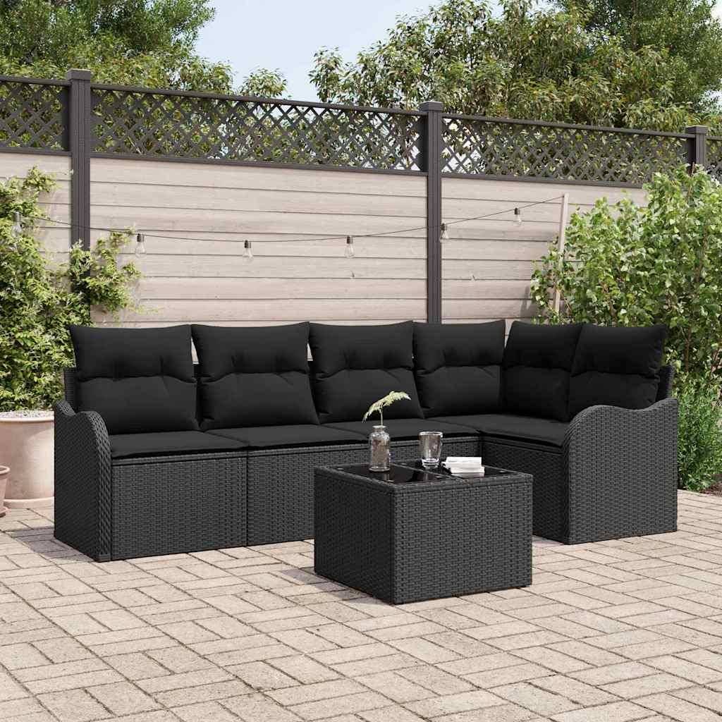Rattan lounge set Gartensofa Set Schwarz Poly-Rattan Lounge-Set