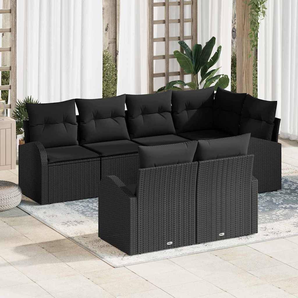 Rattan lounge set Gartensofa Set Schwarz Poly-Rattan Lounge-Set