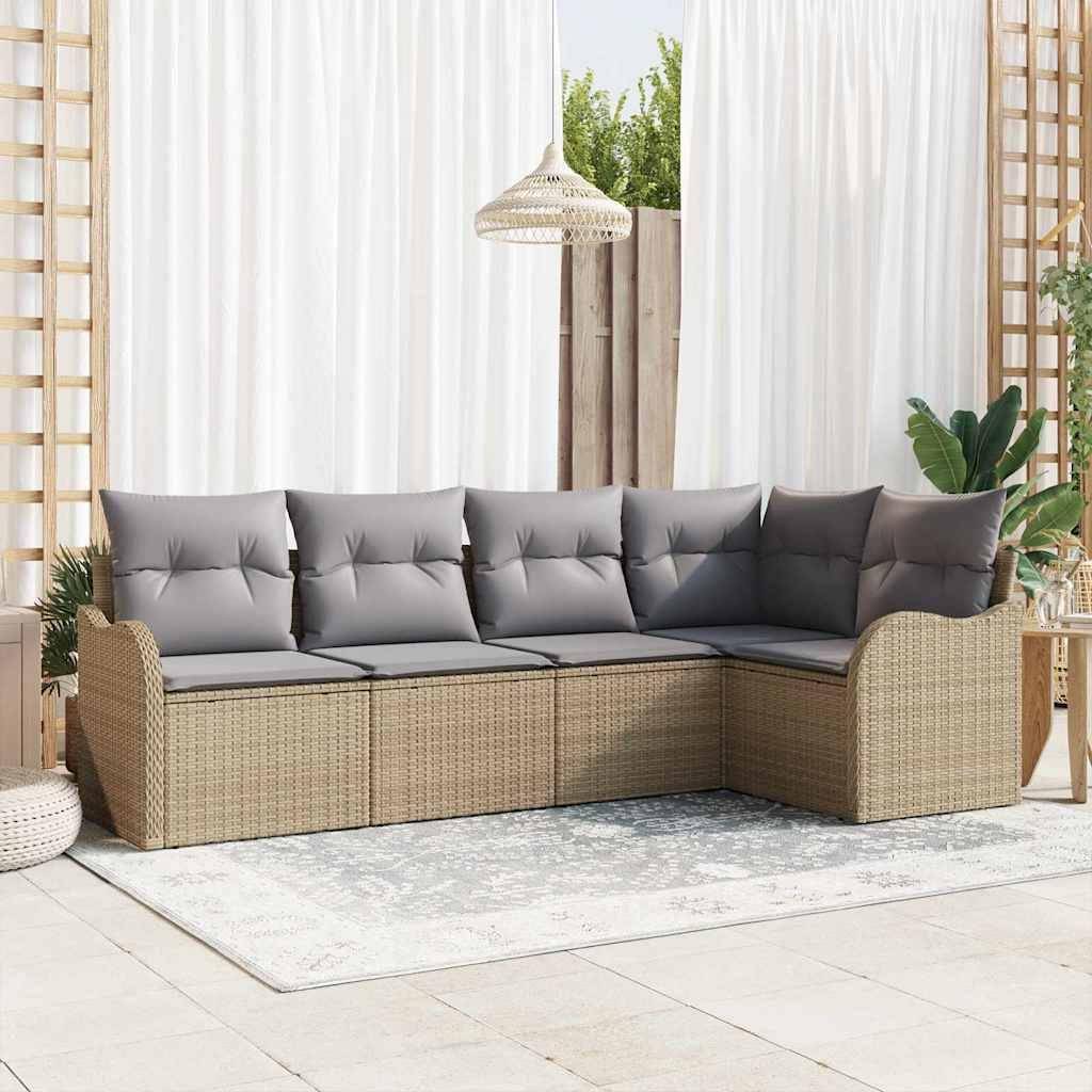 Rattan lounge set Gartensofa Set Beige Poly-Rattan Lounge-Set