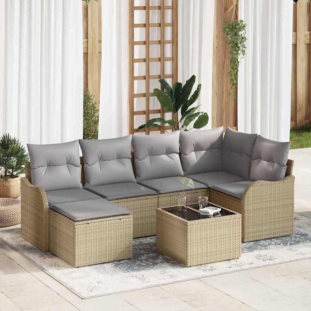 Rattan lounge set Gartensofa Set Beige Poly-Rattan Lounge-Set