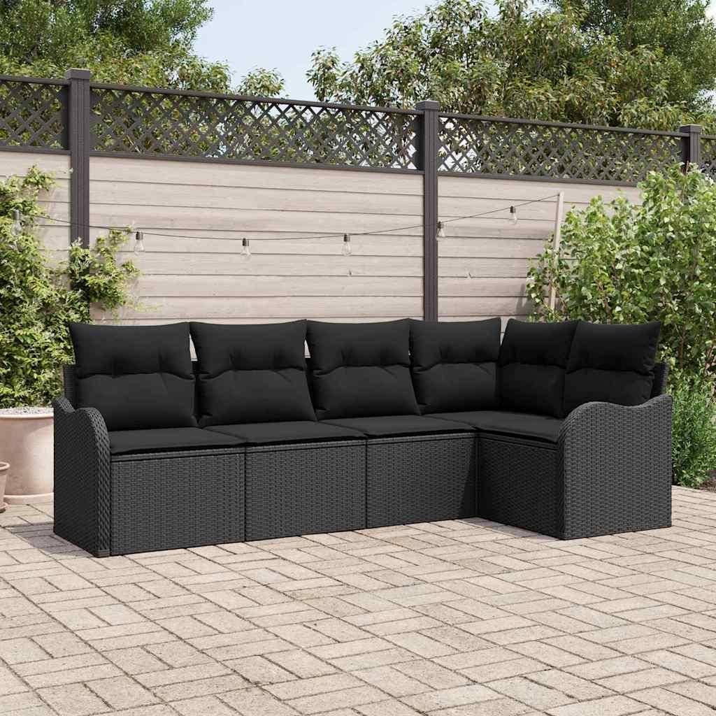 Rattan lounge set Gartensofa Set Schwarz Poly-Rattan Lounge-Set