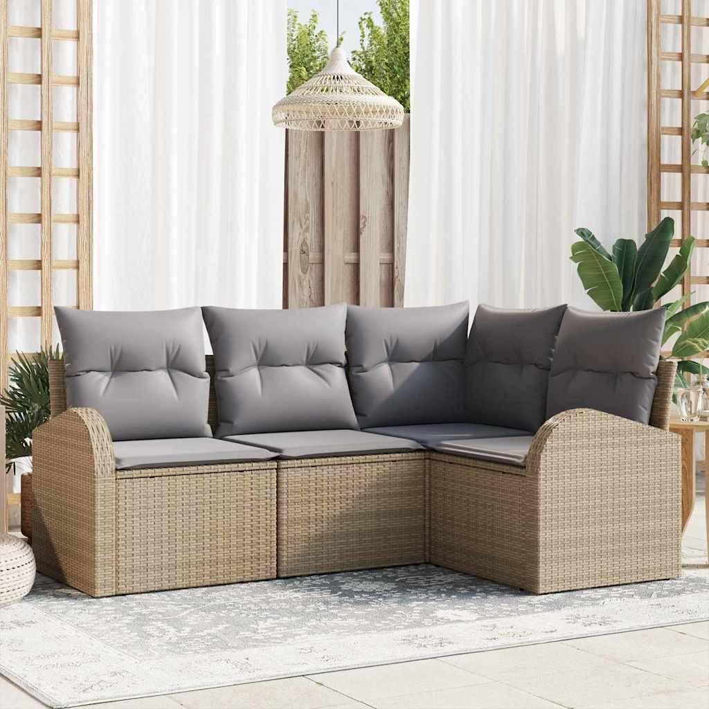 Rattan lounge set Gartensofa Set Beige Poly-Rattan Lounge-Set