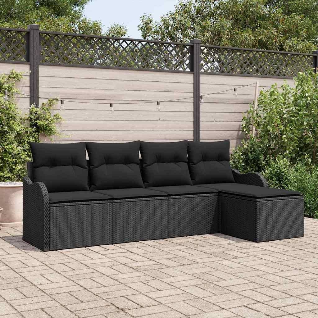 Rattan lounge set Gartensofa Set Schwarz Poly-Rattan Lounge-Set