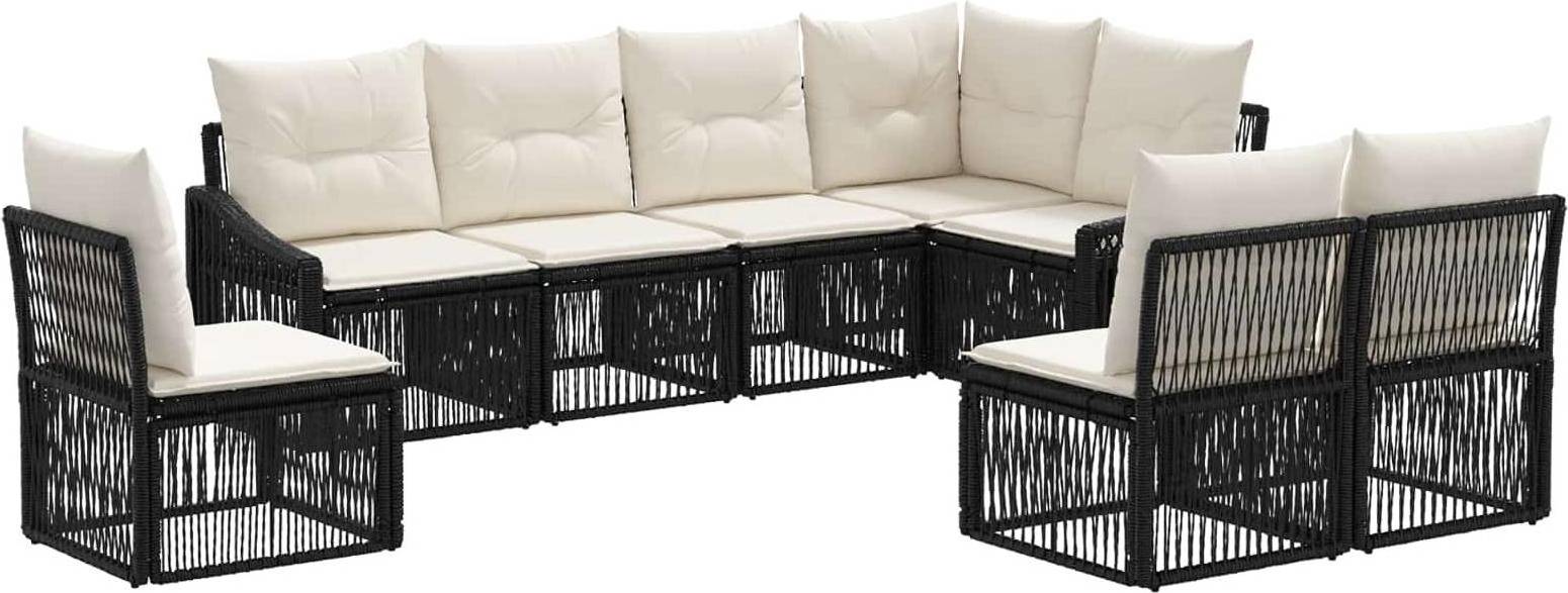 Rattan lounge set vidaXL Gartensofa Set 8 Pcs Schwarz Poly-Rattan Lounge-Set
