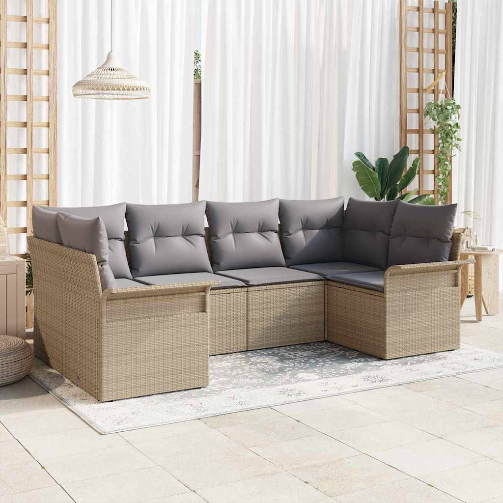Gartenlounge vidaXL Gartensofa Set 6 Pcs Beige Poly Rattan Lounge-Set