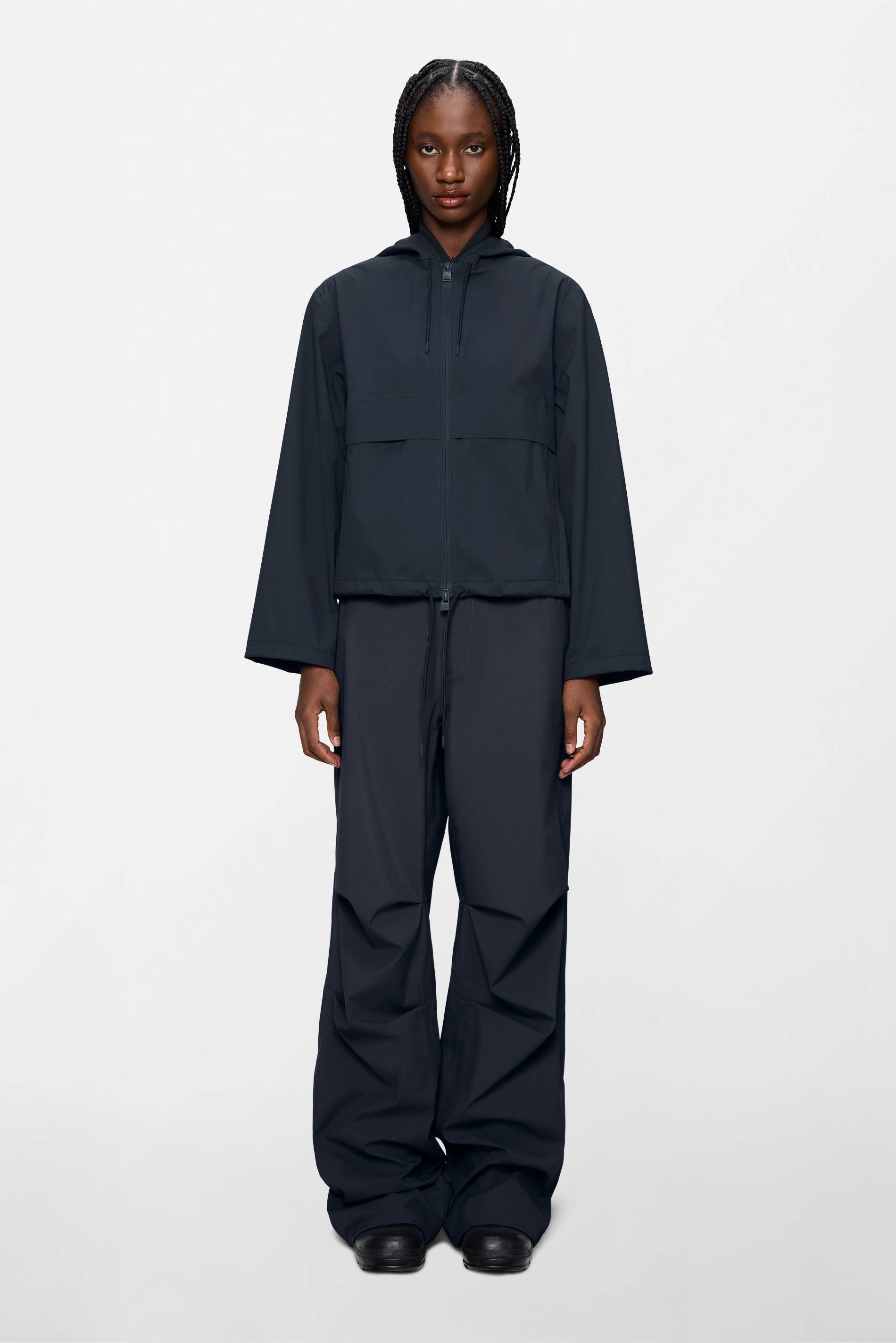 Dame regnjakke rains Rains Suva Hardshell Short String Jacket - Marineblå