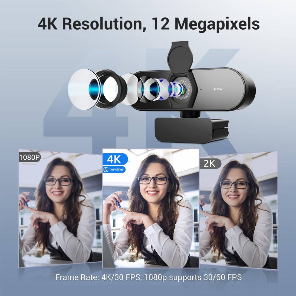 4K Webcam for PC with Fast Autofocus