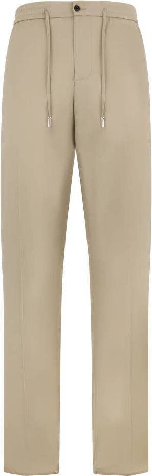 Wool Drawstring Trousers Straight - Beige