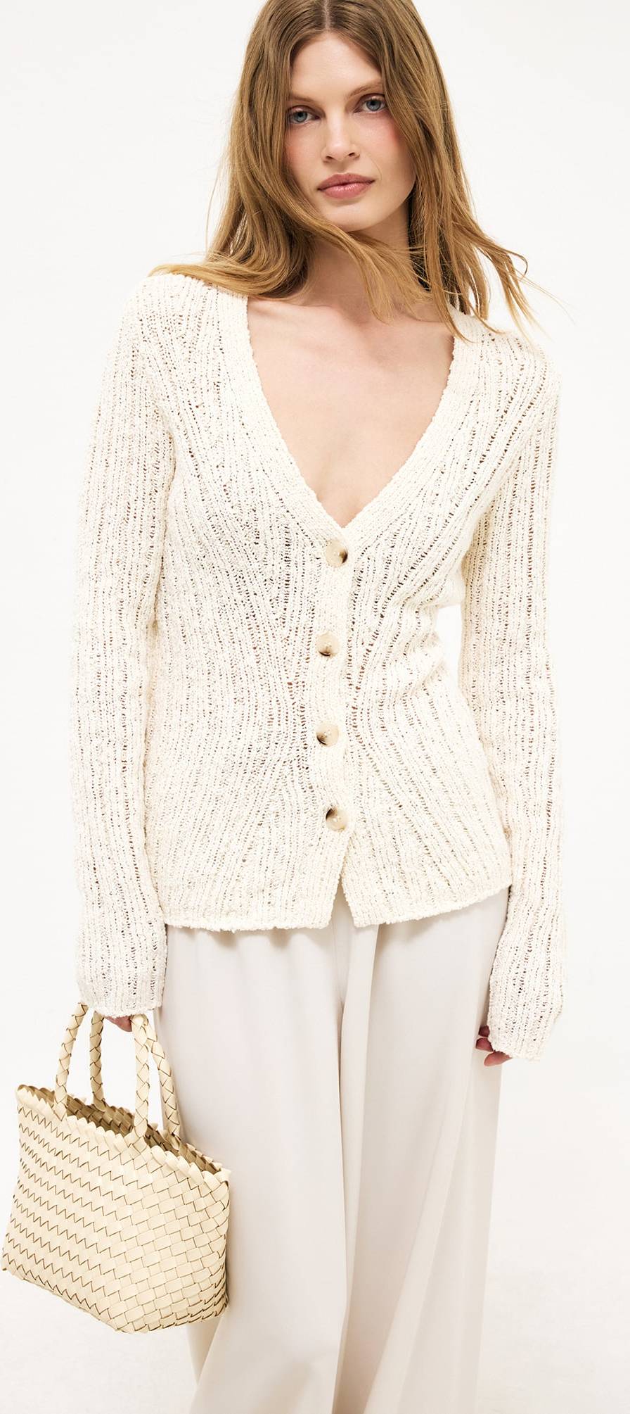 NA-KD Ribbstickad Cardigan Koftor - Beige