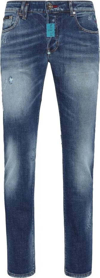 Philipp Plein Jeans Rak Passform Hexagon Super Raka - Blå