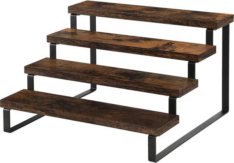 Saudism Rustic Wooden 4-Tier Spice Rack Organizer