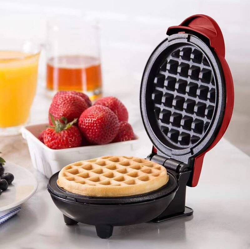 Bubble waffle Mini Wafelijzer Rode Non Stick Ontbijt