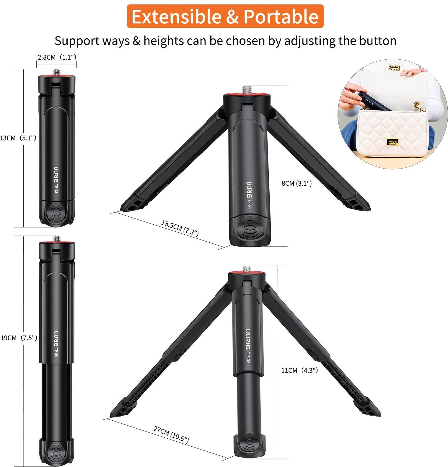 Extendable Table Tripod Adjustable Height