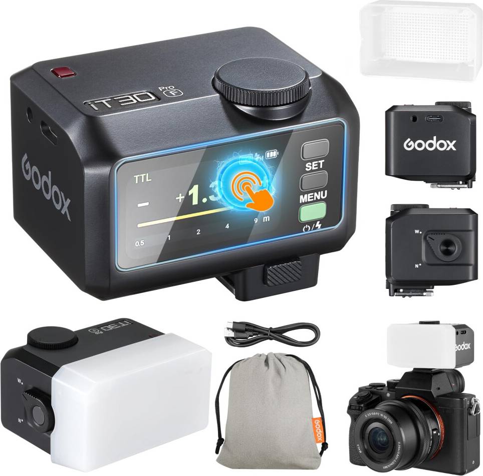 Godox iT30Pro-F Mini Camera Flash with White Diffuser