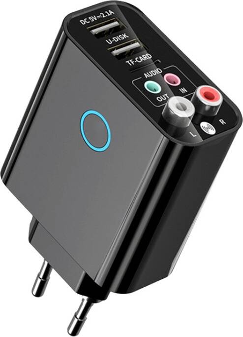 K16 2-In-1 3.5Mm Aux Rac Dual Output Direct-Plug Bluetooth 5.0 Audio Transmitter