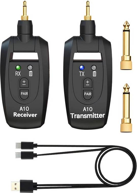 Sistema Wireless Chitarra Trasmettitore Ricevitore Ricaricabili