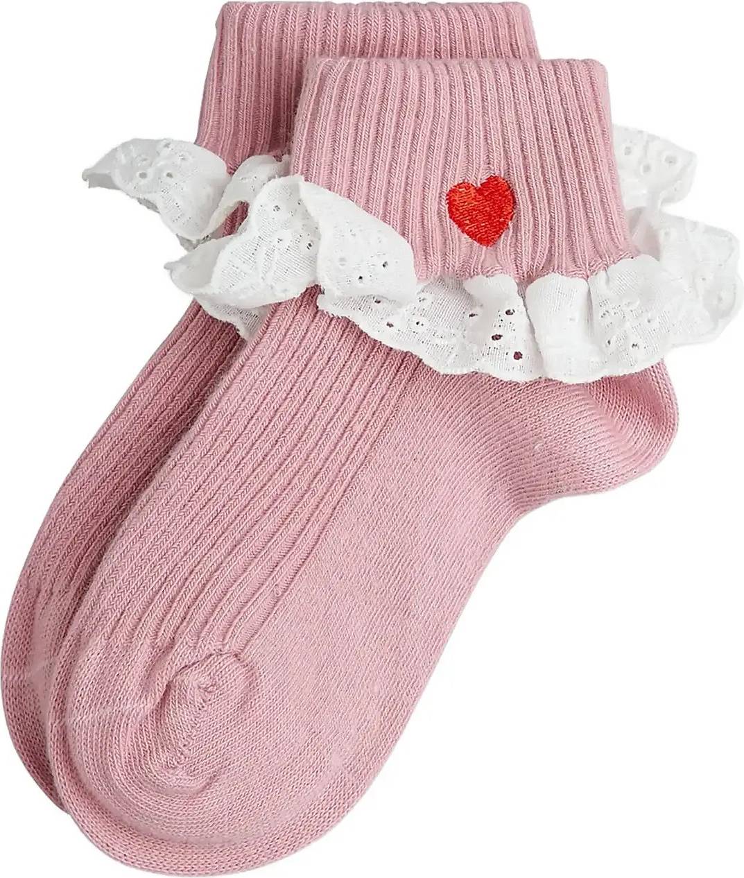 Mini Rodini Heart Lace Strumpor Unisex - Rosa