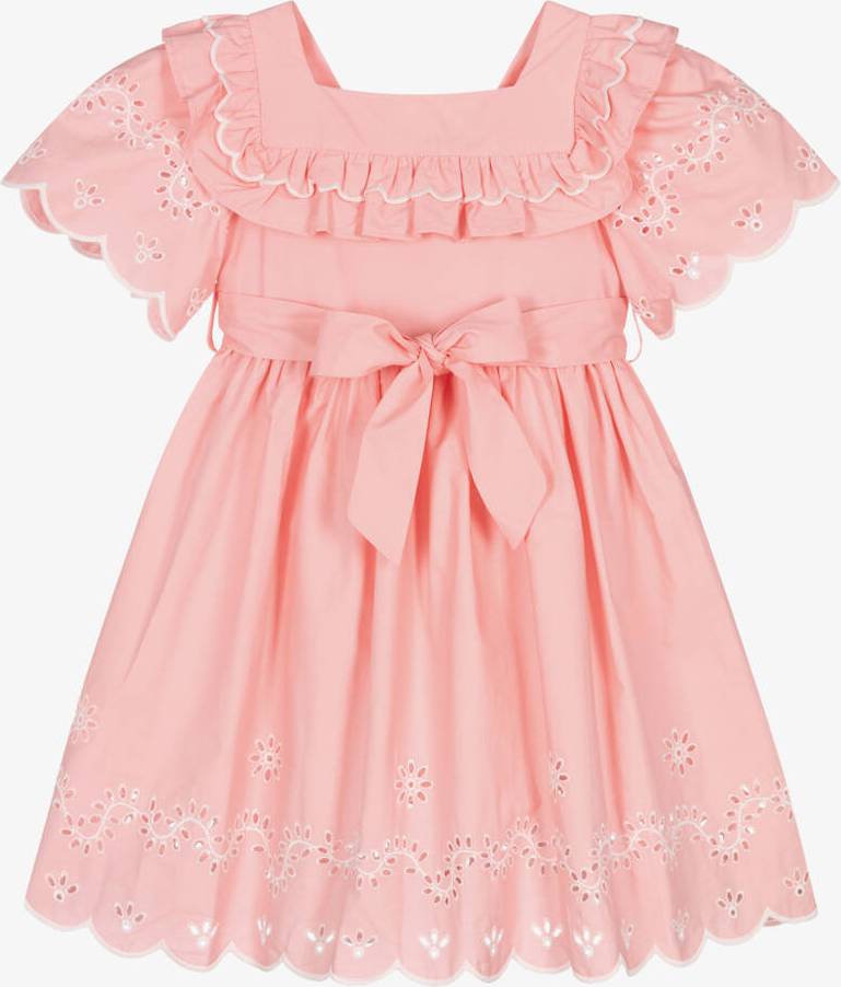 Patachou Embroidered Ruffled Cotton Dress