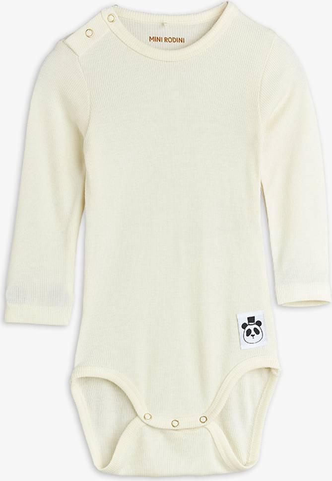 Mini Rodini Modal Ribbad Långärmad Body - Off-white