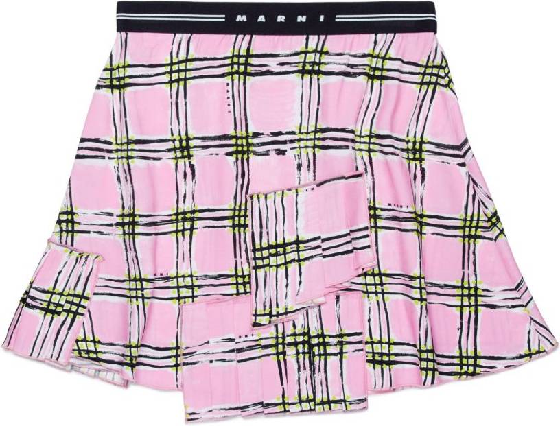 Marni Kids Rutig Kjol Viskos - Rosa