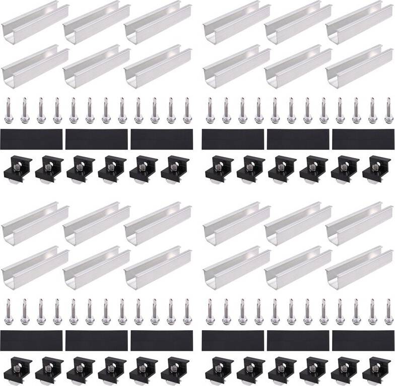 48pcs Solar Panel Bracket Aluminum PV Rail Fastening Module