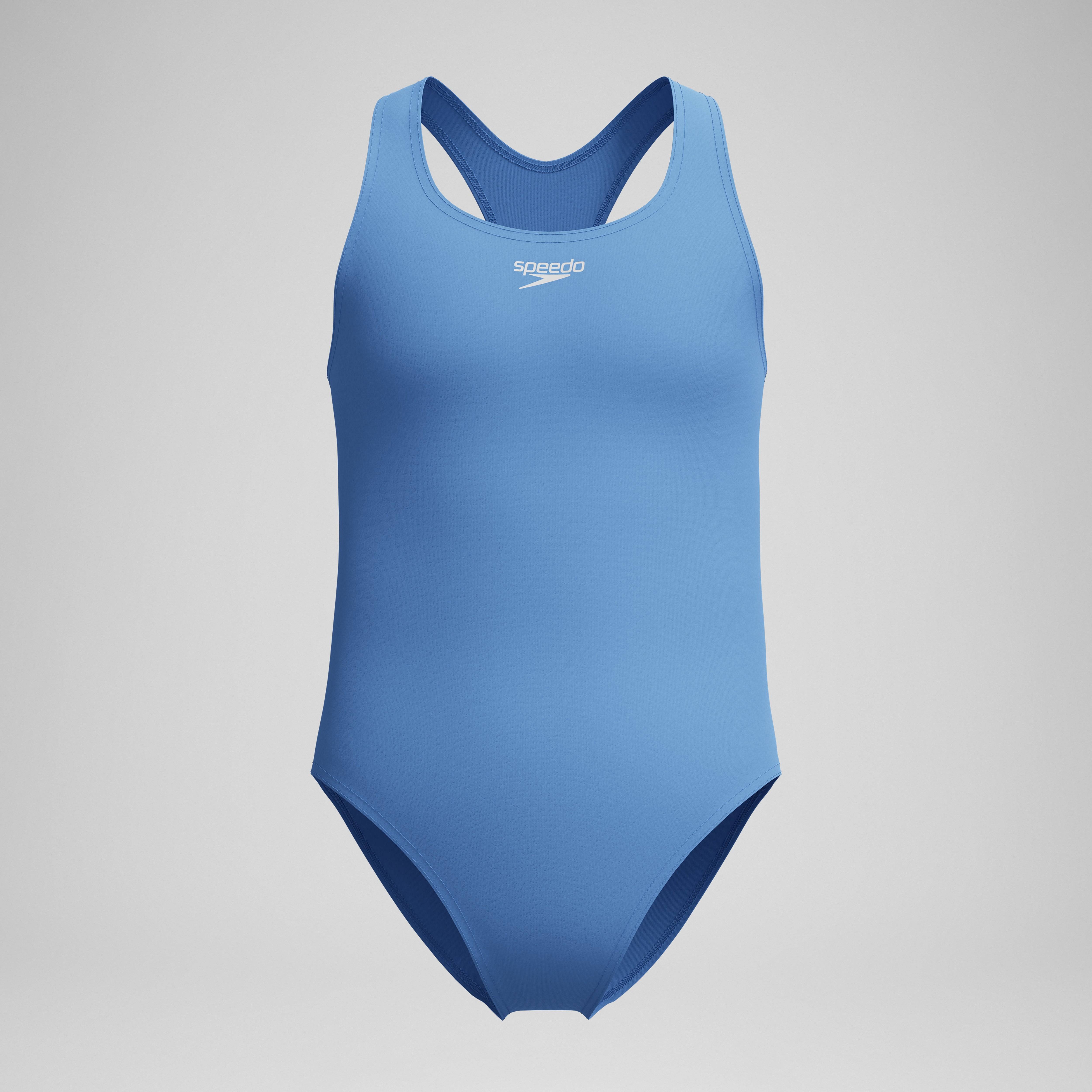 Speedo Girls Solid Racerback One Piece - Blue