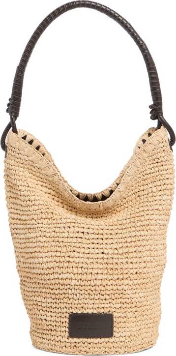 Staud Raffia Bucket Bag - Natural Beige