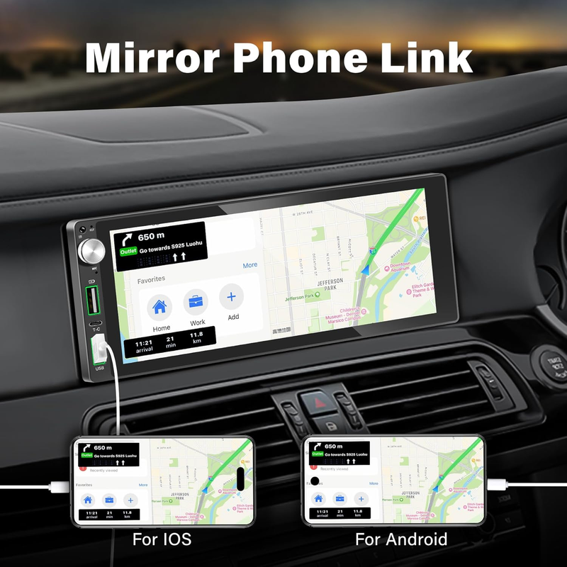 Touchscreen car stereo Lslya Car Stereo Android Auto 6.9 Inch Touchscreen Radio