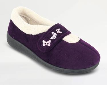 Chums Touch Fasten Embroidered Slipper