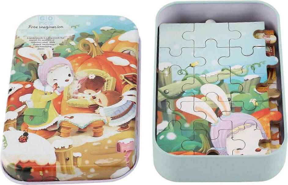 Kikidex 60pcs Cartoon Snow Rabbit Jigsaw Puzzle
