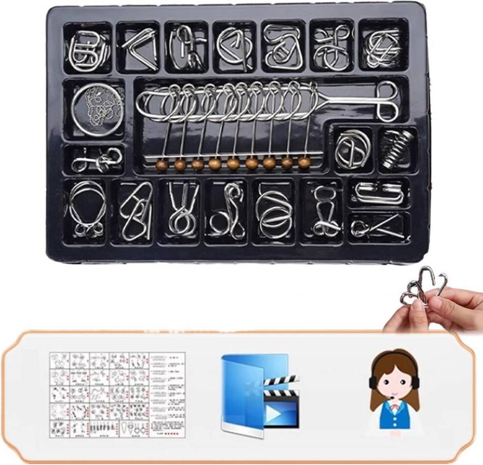 Metal Wire Brain Teaser Puzzles Set