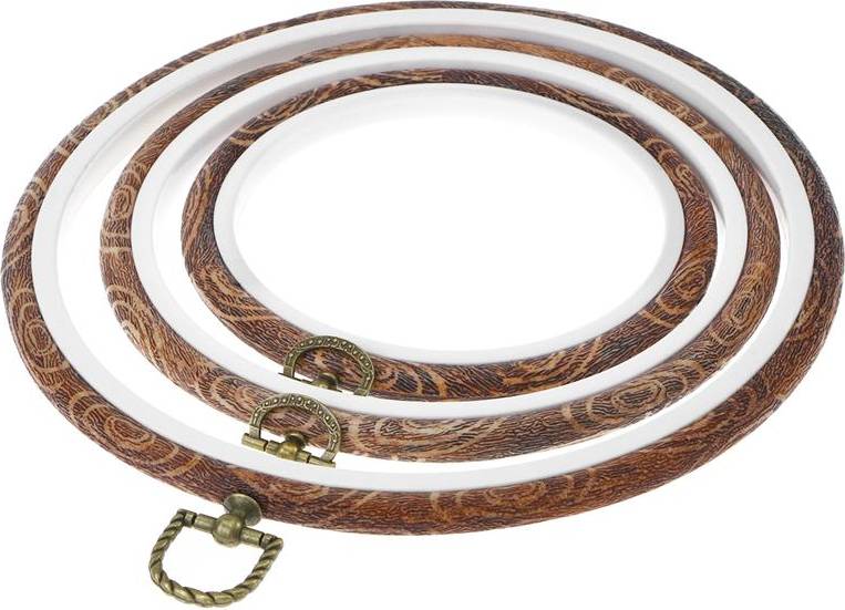 3 St Broderiband Korsstygn Ring Imiterad Trä Cirkel Set