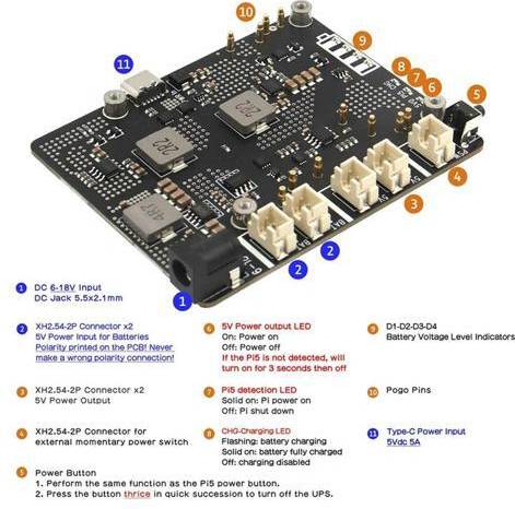 Raspberry pi 5 X1203 Upspower Management Board For Raspberry Pi 5