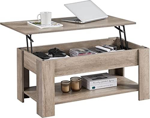 Table basse plateau relevable Yaheetech Plateau Relevable Gris Table Basse