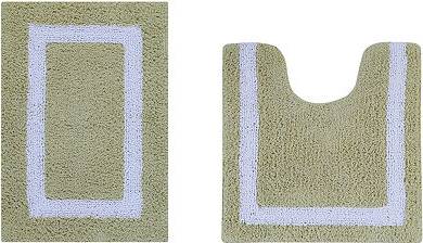 Better trends Hotel 2-Pc Bath Rug Set Contour Mat 17 x 24 In Blue