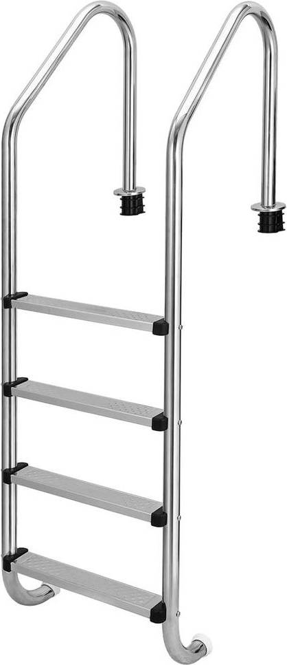 Stainless Steel 4 Steps In-Ground Non-Slip Ladder Silver