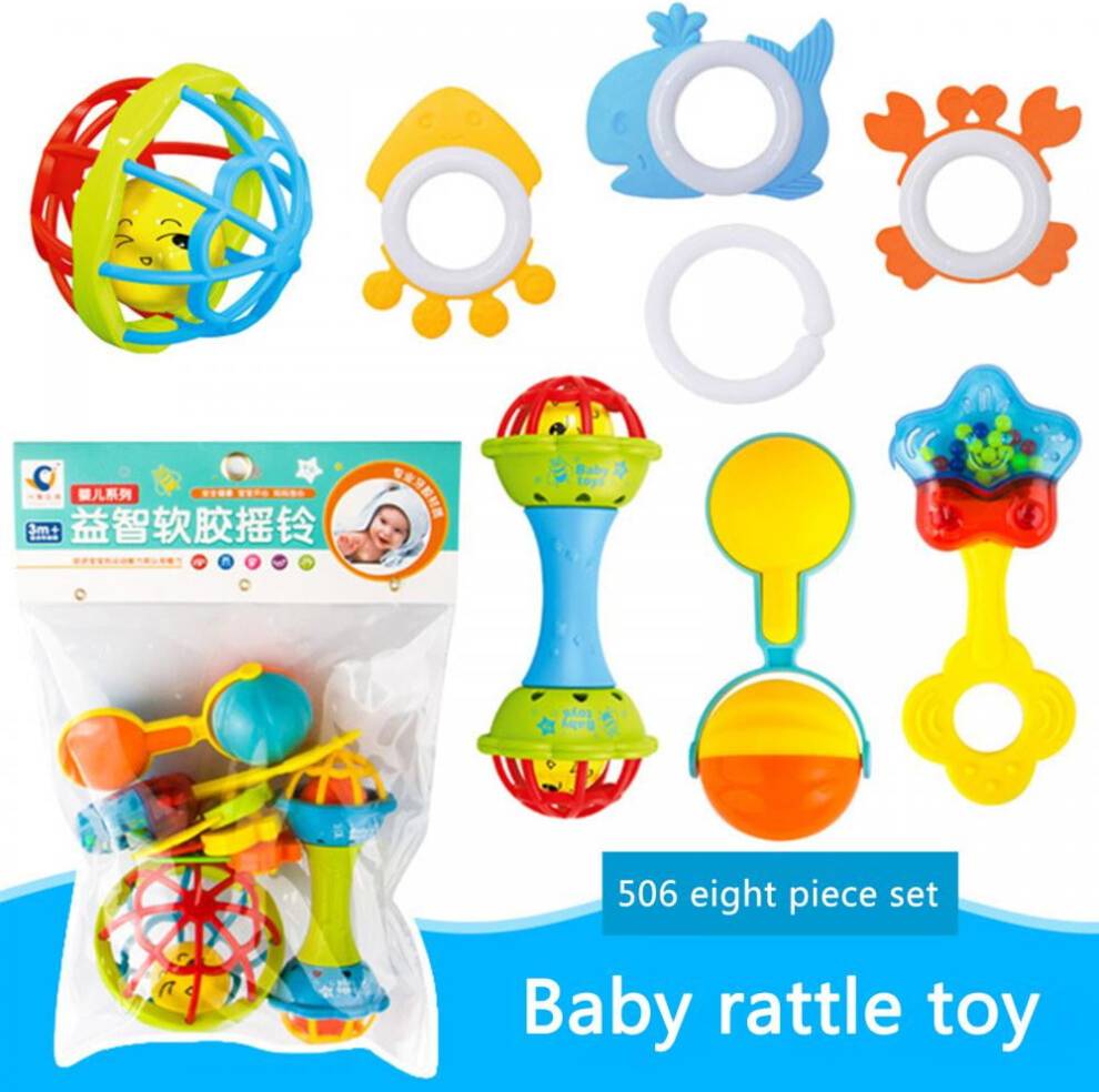 8 PCS Baby Rattle Teething Toys