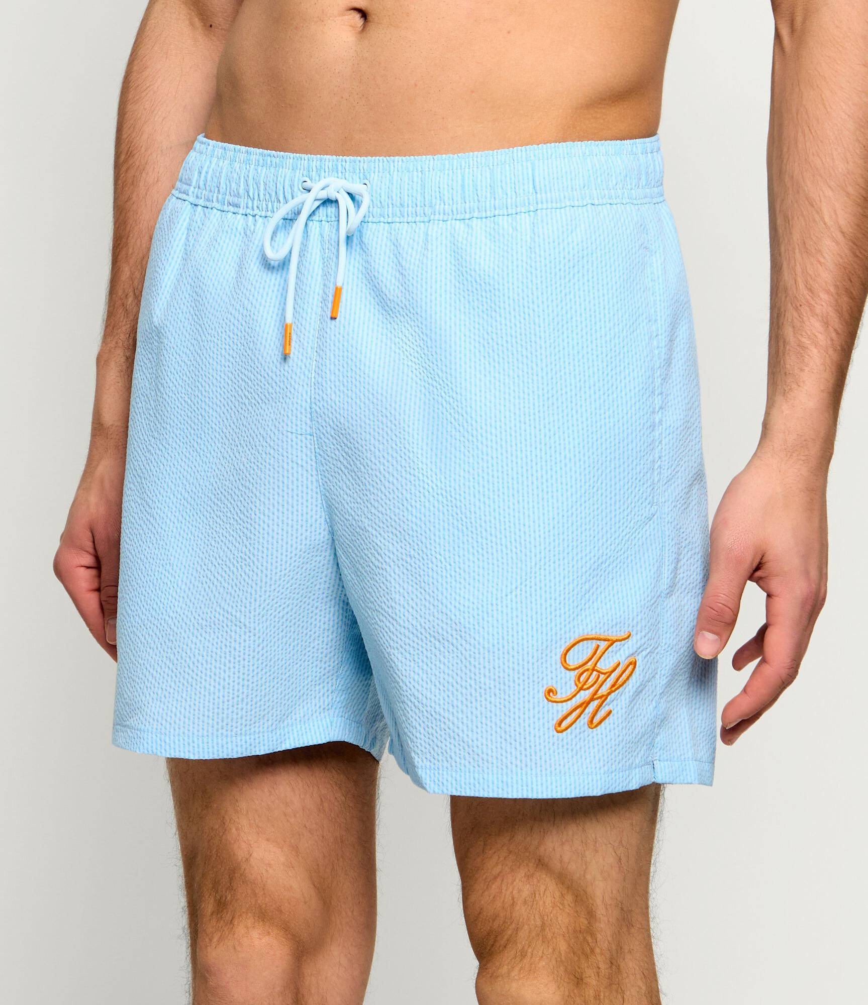 Tommy Hilfiger Medium Drawstring Ithaca Script Swim Shorts - Blue