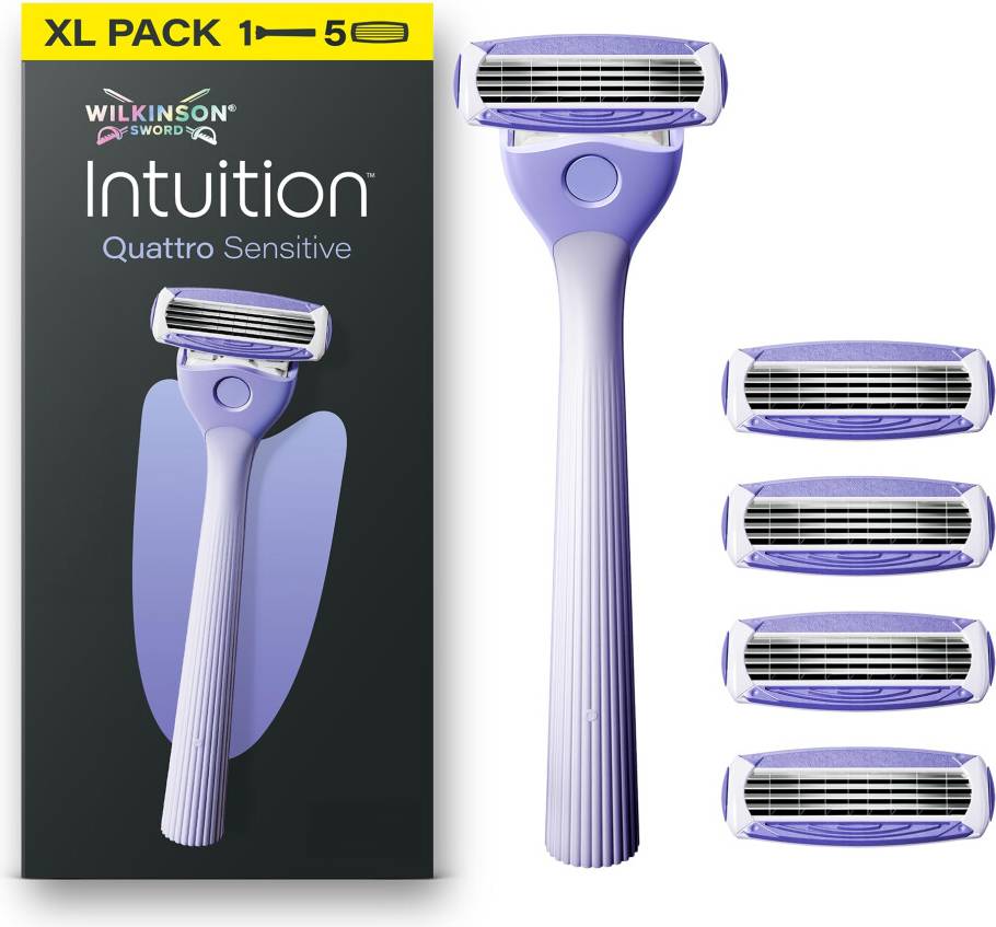 Wilkinson Sword Women Intuition Quattro Sensitive Skin Razor Handle Pack