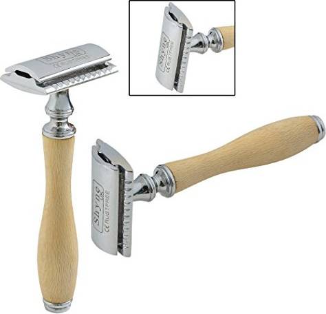 Cream Wooden Handle Safety Razor