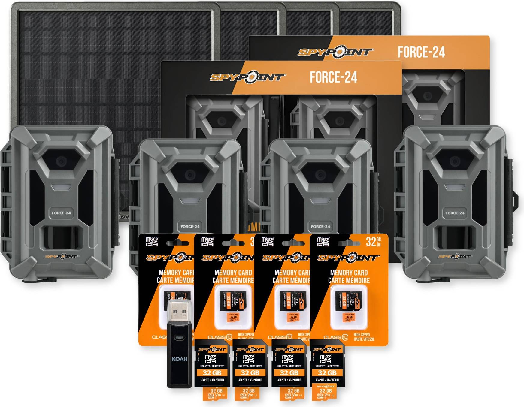 SpyPoint Force 24MP Non-Cellular Trail Camera Bundle 4 Pack